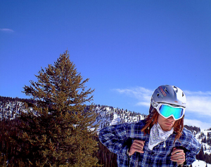 tourist skiing